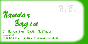 nandor bagin business card